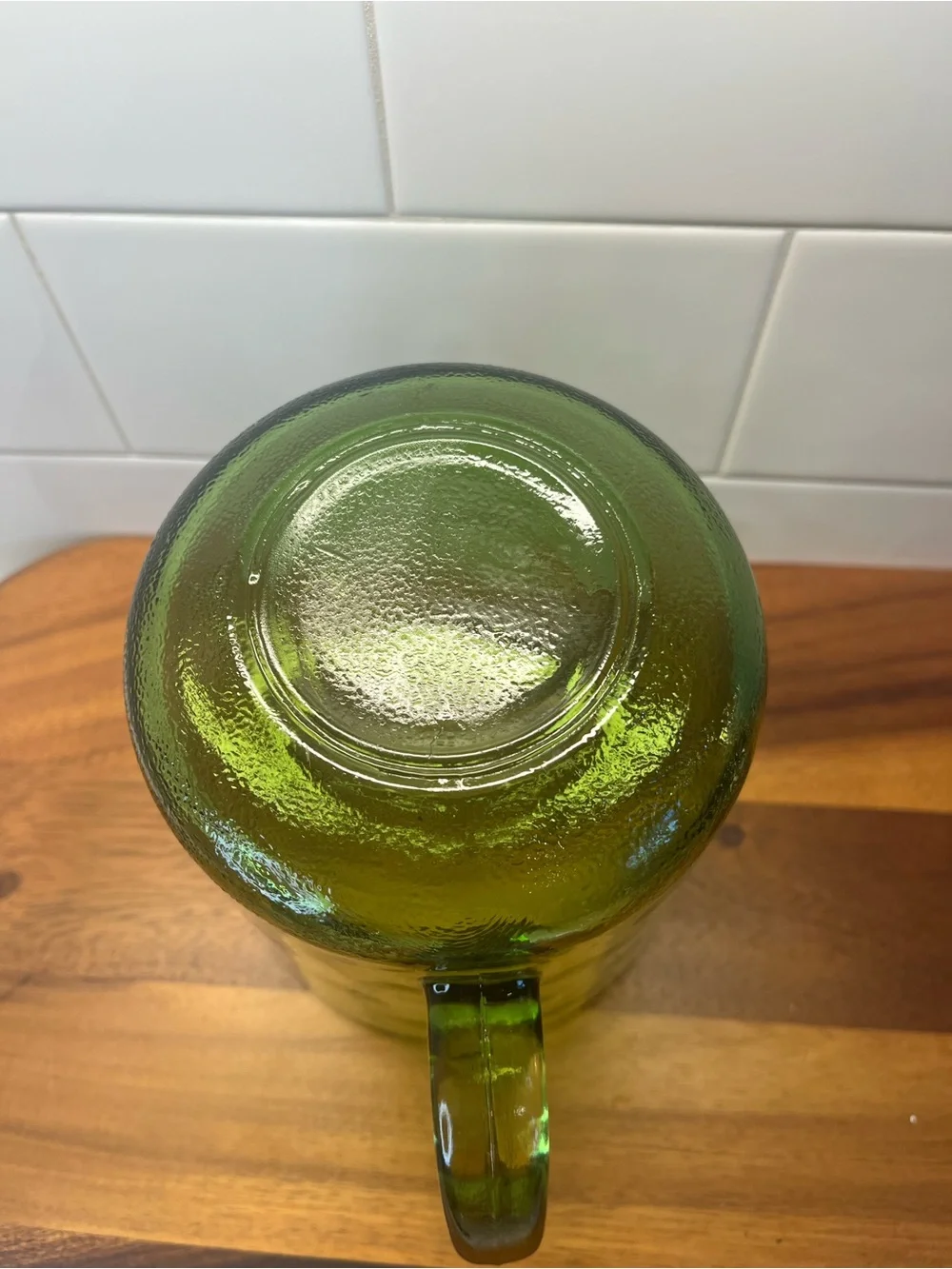 Hazel Atlas Eldorado Pitcher Avocado Green Glass Mid-Century Modern